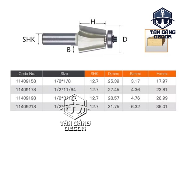 Mũi Router Arden Phay Vát 80 Độ 27.45 x 24 Cốt 12.7 mm Arden 1409 - Hình ảnh 2