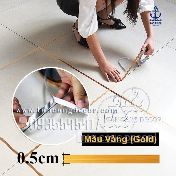 Chỉ Dán Viền Gạch Tường Trang Trí Bản 0.5 Cm Màu Vàng - Tân Cảng ...