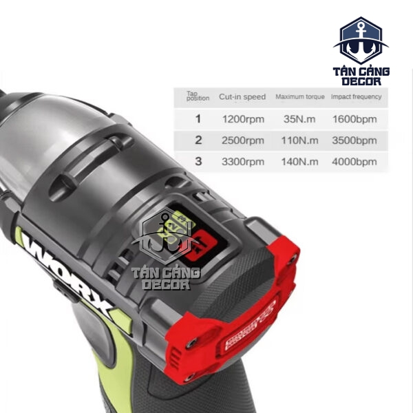 Máy Vặn Vít Động Lực Dùng Pin 12V Worx WU132X (Bản Nâng Cấp 2025) ( Thân Máy ) - Hình ảnh 3