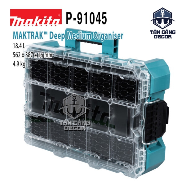 Hộp Đựng Dụng Cụ 18.4L Makita MAKTRAK™ P-91045 – Deep Medium Organiser 11 Khay Chứa