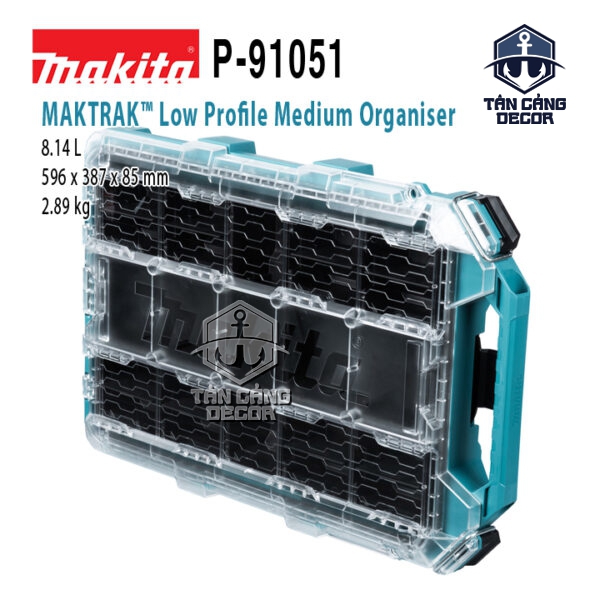Hộp Đựng Dụng Cụ 8.14L Makita MAKTRAK™ P-91051 – Low Profile Medium Organiser 11 Khay Chứa