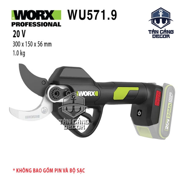 Kéo Cắt Cành Dùng Pin 20V Worx WU571 – Lưỡi SK5, Mở 25/40mm (Thân Máy)