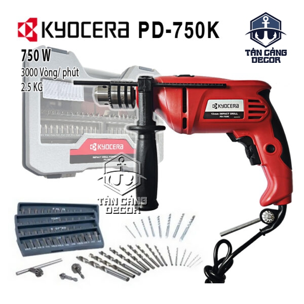Bộ Máy Khoan Động Lực 750W Kyocera PD-750K – 77 Chi Tiết, Khoan Thép 13mm & Bê Tông 13mm
