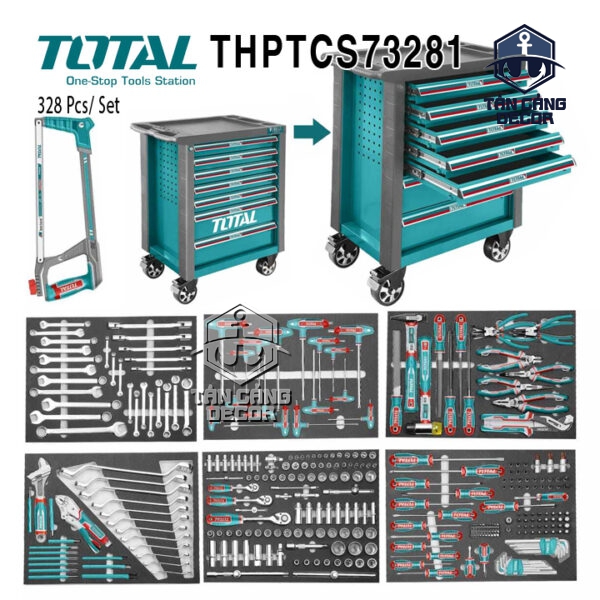 Tủ Đồ Nghề 7 Ngăn 328 Chi Tiết TOTAL THPTCS73281 – Xe Đẩy Dụng Cụ Chuyên Nghiệp Có Bánh Xe