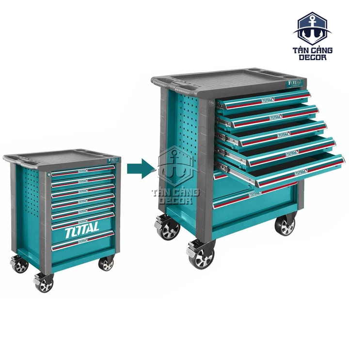 Tủ Đồ Nghề 7 Ngăn 328 Chi Tiết TOTAL THPTCS73281 – Xe Đẩy Dụng Cụ Chuyên Nghiệp Có Bánh Xe - Ảnh 2