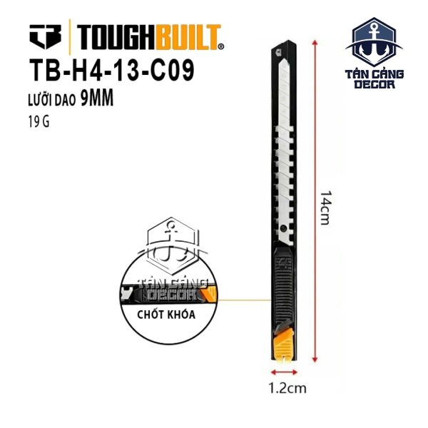 Dao Rọc Giấy 9mm ToughBuilt TB-H4-13-C09 AutoLock Snap-Off Knife