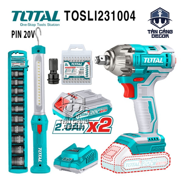 Combo Máy Siết Bu Lông Dùng Pin 20V TIWLI2038 & Đèn Làm Việc TWLI35261 - Total TOSLI231004