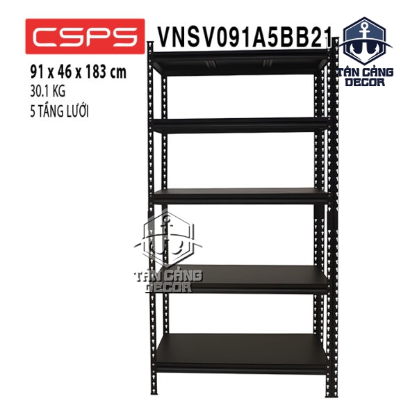 Kệ Thép 5 Tầng Ngăn Thép 91cm CSPS VNSV091A5BB21 – Tải Trọng 2.250kg, Sơn Tĩnh Điện