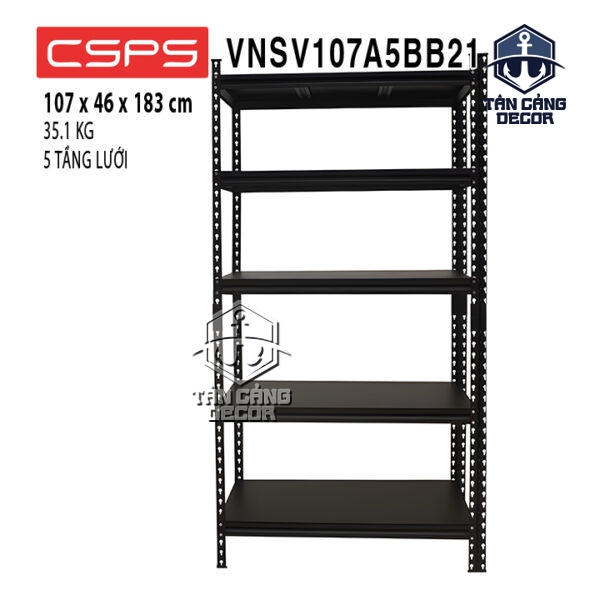 Kệ Thép 5 Tầng Ngăn Thép 107cm CSPS VNSV107A5BB21 – Tải Trọng 2.250kg, Sơn Tĩnh Điện