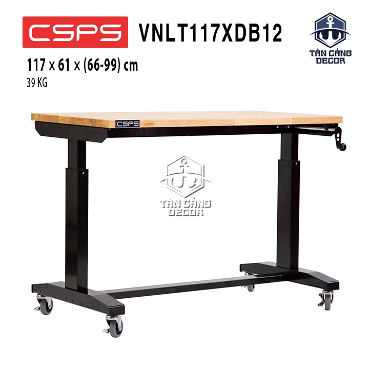 Bàn Điều Chỉnh Độ Cao 117cm CSPS VNLT117XDB12 – Tải Trọng 135kg, Mặt Gỗ 30mm