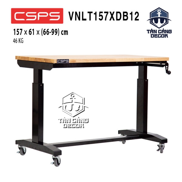 Bàn Điều Chỉnh Độ Cao 157cm CSPS VNLT157XDB12 – Tải Trọng 135kg, Mặt Gỗ 30mm