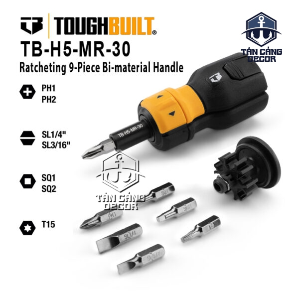 Bộ Tua Vít Bánh Cóc Kèm Đầu Bit TOUGHBUILT TB-H5-MR-30 (9 Chi Tiết)