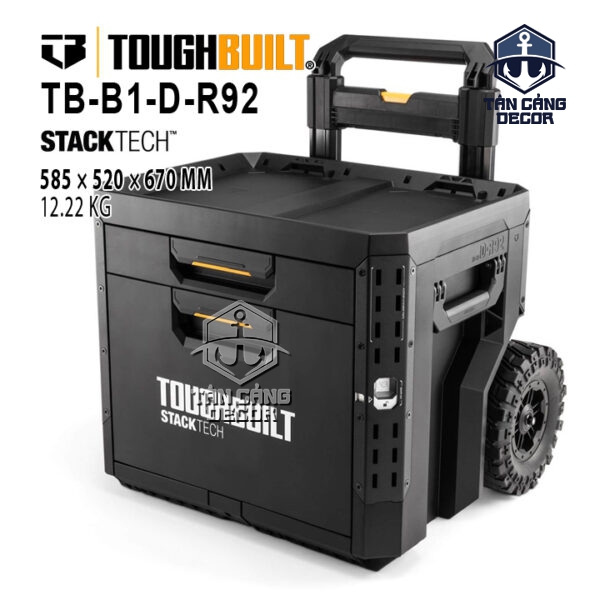 Hộp Đựng Dụng Cụ 2 Ngăn Kéo Có Bánh Xe ToughBuilt TB-B1-D-R92 - StackTech 2-Drawer Rolling Locking Box