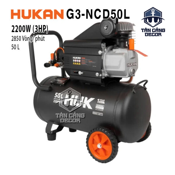 Máy Nén Khí Có Dầu 50L HUKAN G3-NCD50L – 2200W (3HP), 8 Bar, Lưu lượng 230 L/phút