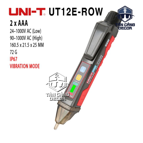 Bút Thử Điện Không Tiếp Xúc 24–1000V AC UNI-T UT12E-ROW - IP67, vibration mode
