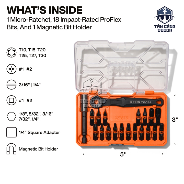Bộ Mũi Vặn Vít Impact ProFlex Klein Tools 32787S - 20 Chi Tiết, Đầu 1/4" - Ảnh 2