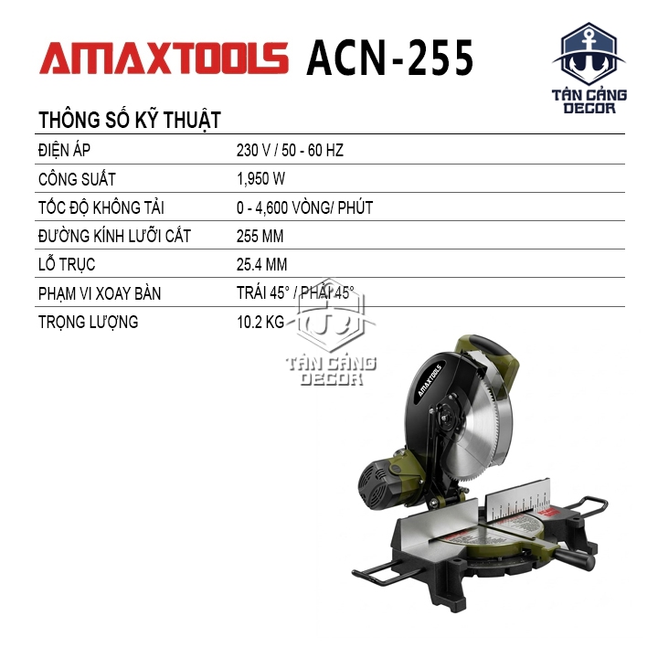Máy Cắt Nhôm 1950W Amaxtools ACN-255 – 255mm, 4600 Vòng/phút - Ảnh 3