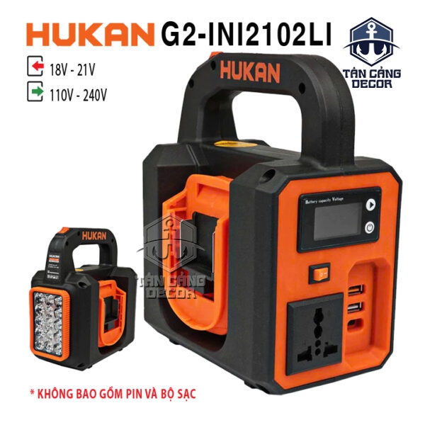 Bộ Chuyển Nguồn Pin 200W HUKAN G2-INI2102LI – 21V Sang 110–240V ( Chân Pin Phổ Thông )