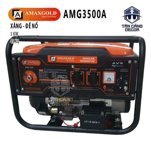 Máy Phát Điện Chạy Xăng 3kW AmaxGold AMG3500A - Đề Nổ, 220V