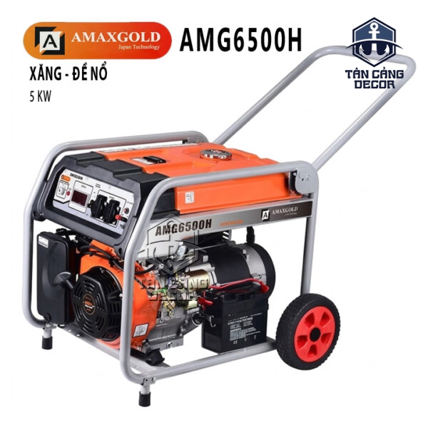 Máy Phát Điện Chạy Xăng 5kW AmaxGold AMG6500H - Đề Nổ, 220V