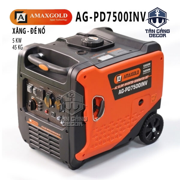 Máy Phát Điện Chạy Xăng Inverter 5kW AmaxGold AG-PD7500INV – Có Đề, Công Suất 5500W