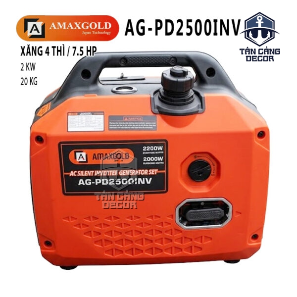 Máy Phát Điện Chạy Xăng Inverter 2kW AmaxGold AG-PD2500INV - Có Đề, Công Suất 2200W