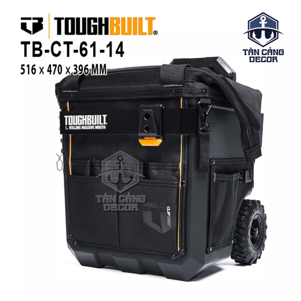 Túi Đựng Dụng Cụ 14 Inch Có Bánh Xe ToughBuilt TB-CT-61-14 - Miệng Mở 38cm, Tay Kéo Rút, Hệ ClipTech®