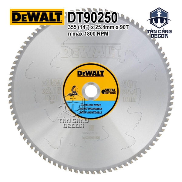 Lưỡi Cắt Inox 355 x 25.4mm x 90T DeWALT DT1922