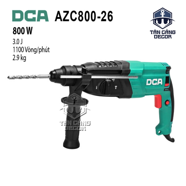 Máy Khoan Bê Tông 800W DCA AZC800-26 - 3.0J, Khoan Tối Đa 26mm, 3 Chức Năng