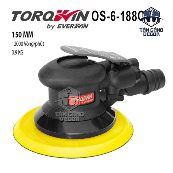 Máy Chà Nhám Lệch Tâm Khí Nén 150mm TORQWIN OS-6-188CV - 12.000 RPM, Hút Bụi Trung Tâm
