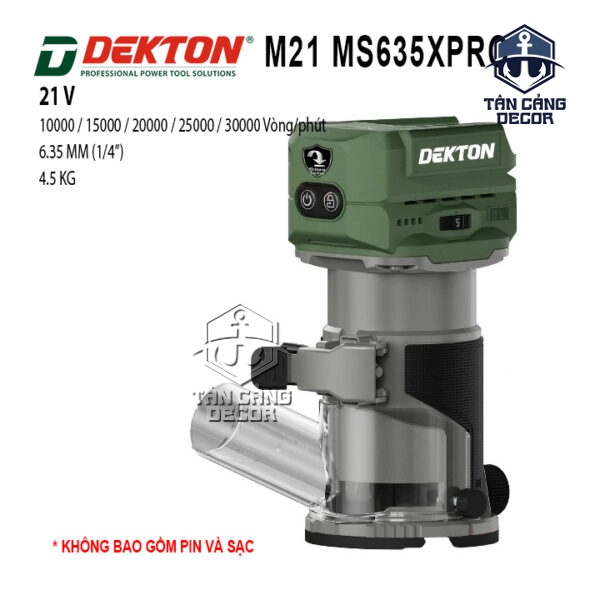 Máy Phay Gỗ 6.25 mm Dùng Pin 21V Dekton M21-MS635XPRO ( Thân Máy )